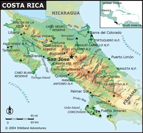 Costa Rica  on Costa Rica Map